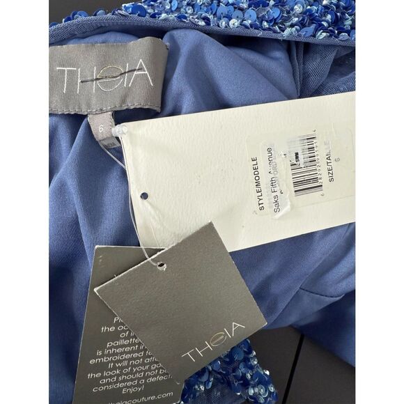 THEIA Three-Quarter Sleeve Sequin Sheath Gown US Size 6 $1400 - Picture 15 of 15